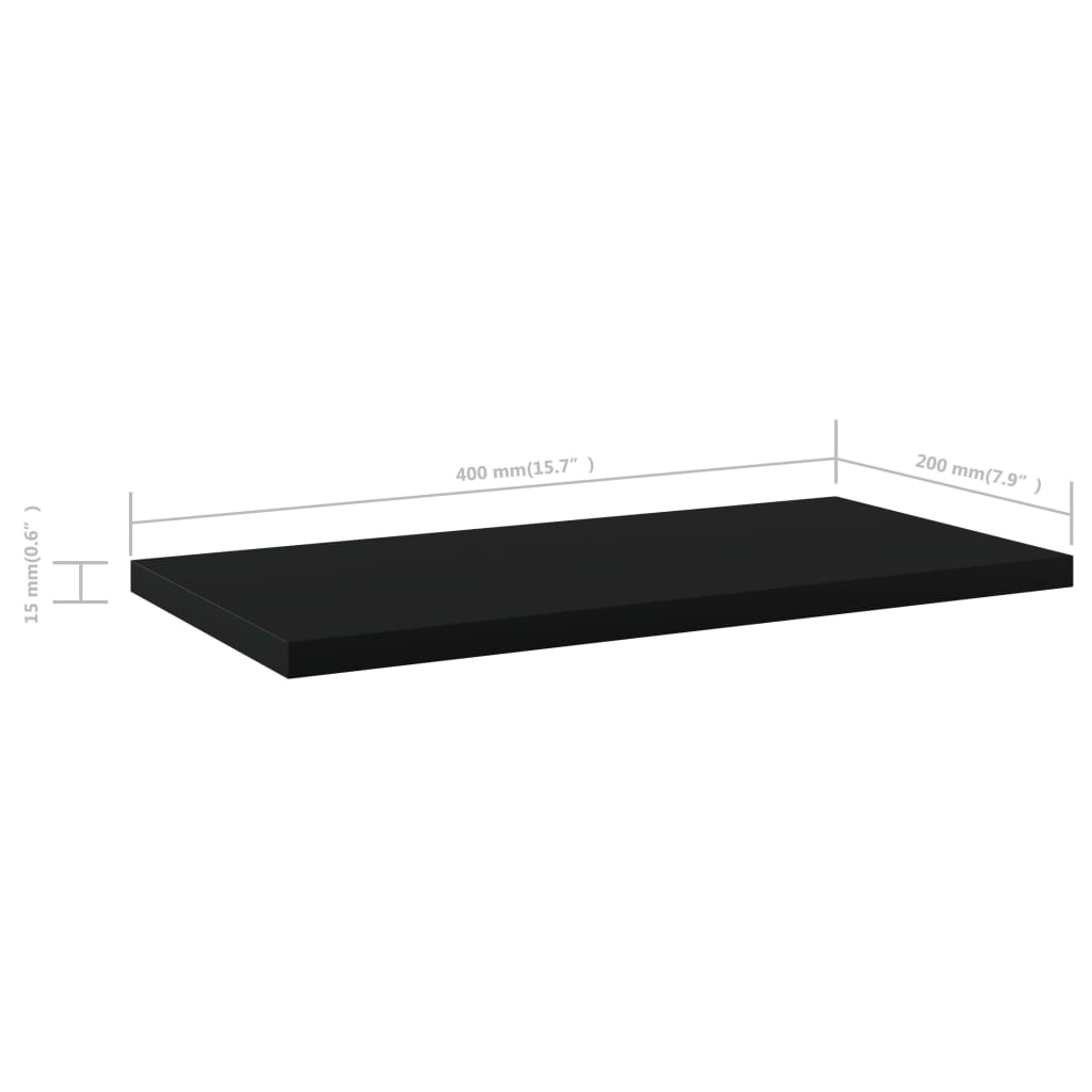 Bookshelf Boards 8 pcs Black 40x20x1.5 cm Engineered Wood
