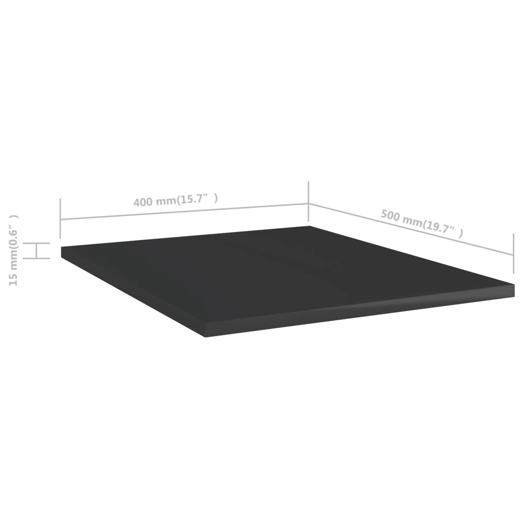Bookshelf Boards 8 pcs High Gloss Black 40x50x1.5 cm Engineered Wood