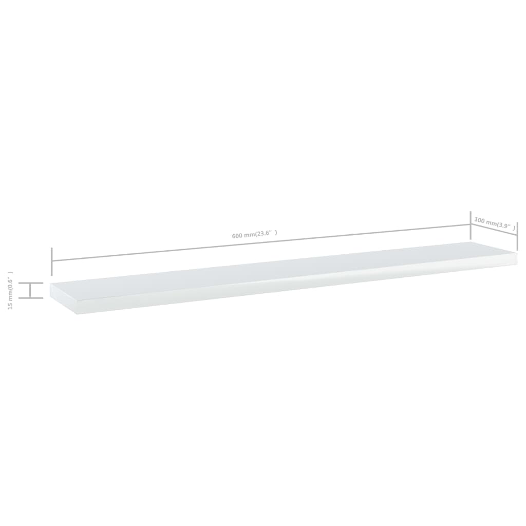 Bookshelf Boards 4 pcs High Gloss White 60x10x1.5 cm Engineered Wood