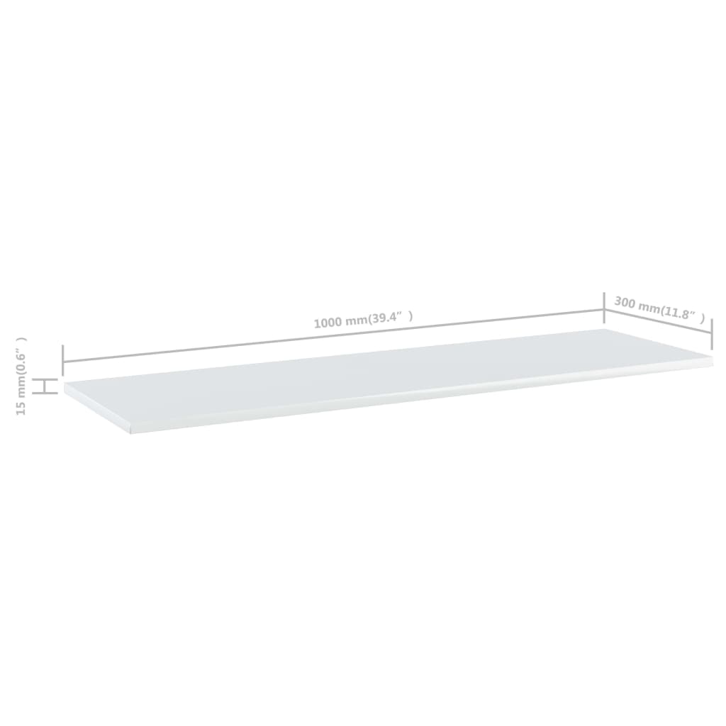 Bookshelf Boards 4 pcs High Gloss White 100x30x1.5 cm Engineered Wood