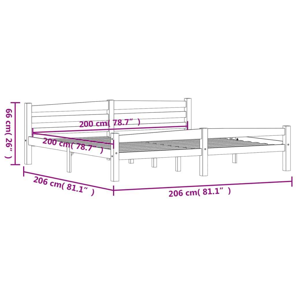 Bed Frame without Mattress Solid Pinewood 200x200 cm