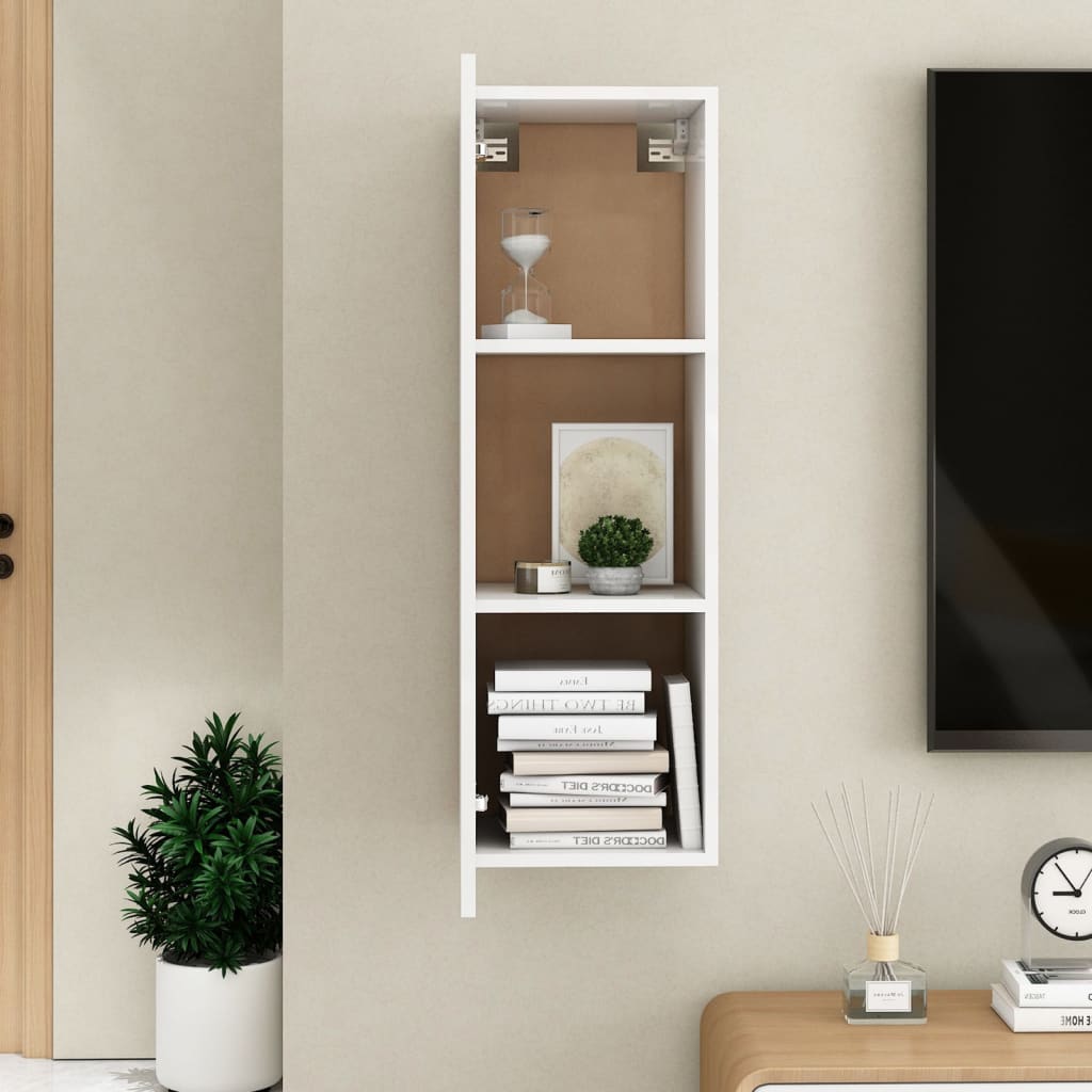 TV Cabinet High Gloss White 30.5x30x90 cm Engineered Wood