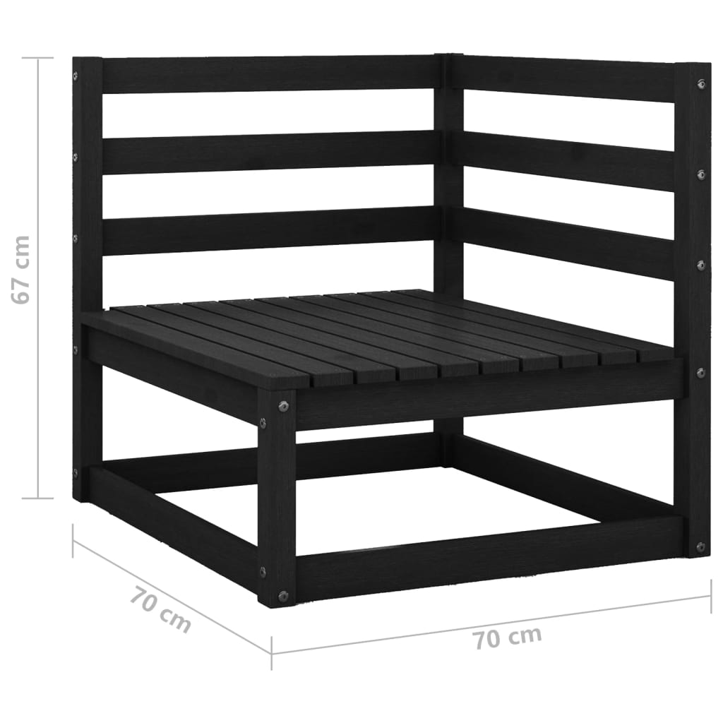 Garden Corner Sofas 2 pcs Black Solid Wood Pine