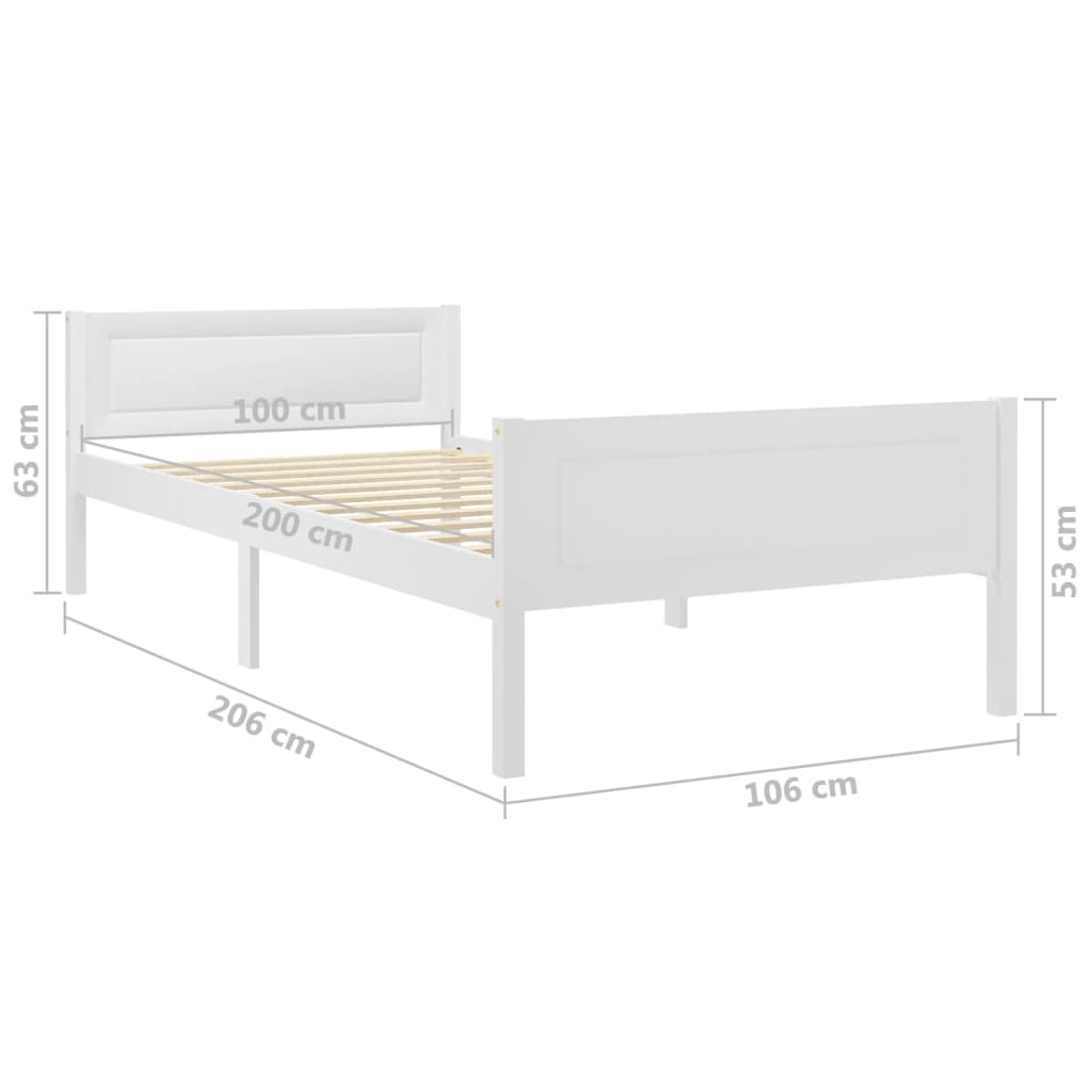 Bed Frame without Mattress Solid Pinewood White 100x200 cm
