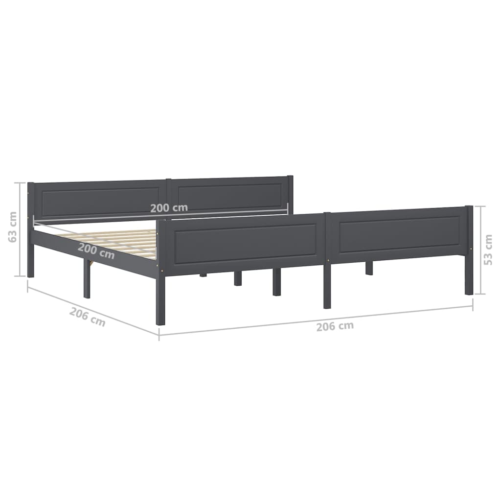 Modern Wooden Emperor Size 2m Bed Frame Base With Headboard Solid Pinewood Wood