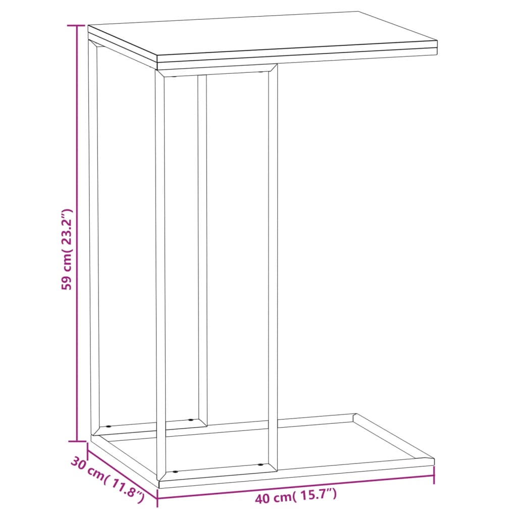 Side Table Black 40x30x59 cm Engineered Wood