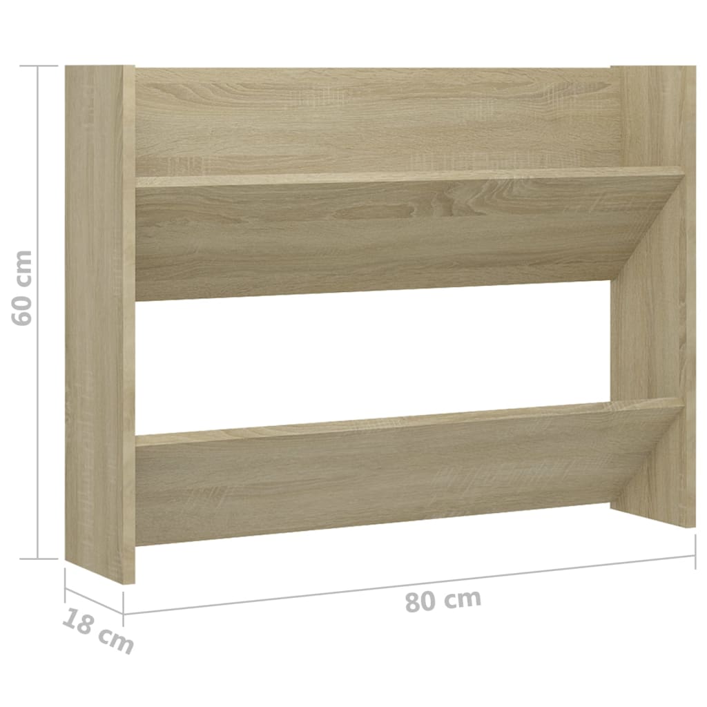 Wall Shoe Cabinets 2 pcs Sonoma Oak 80x18x60cm Engineered Wood