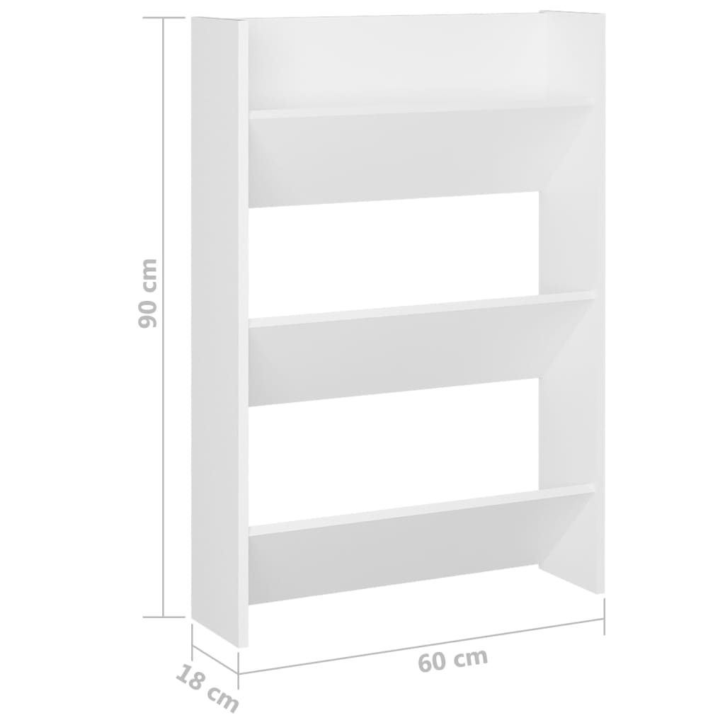 Wall Shoe Cabinet White 60x18x90 cm Engineered Wood