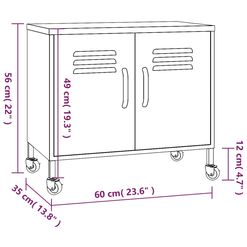 Storage Cabinet Orange 60x35x56 cm Steel