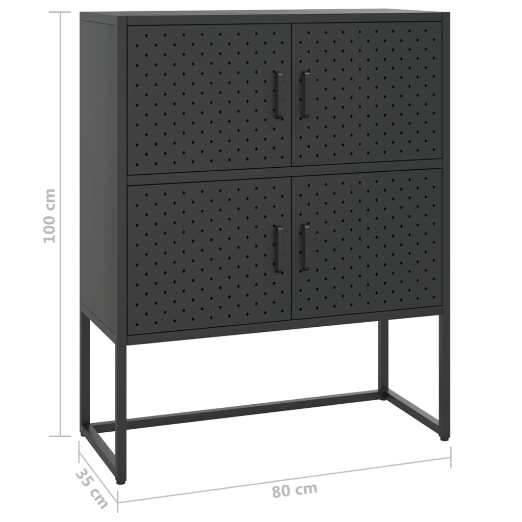 Highboard Black 80x35x100 cm Steel