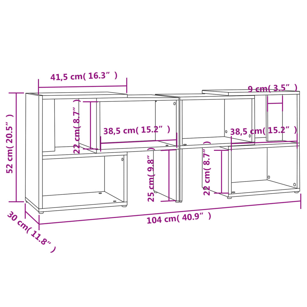 TV Cabinet High Gloss White 104x30x52 cm Engineered Wood