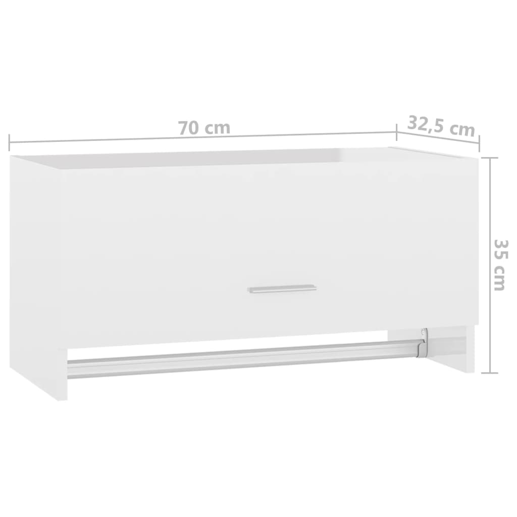 Wardrobe High Gloss White 70x32.5x35 cm Engineered Wood