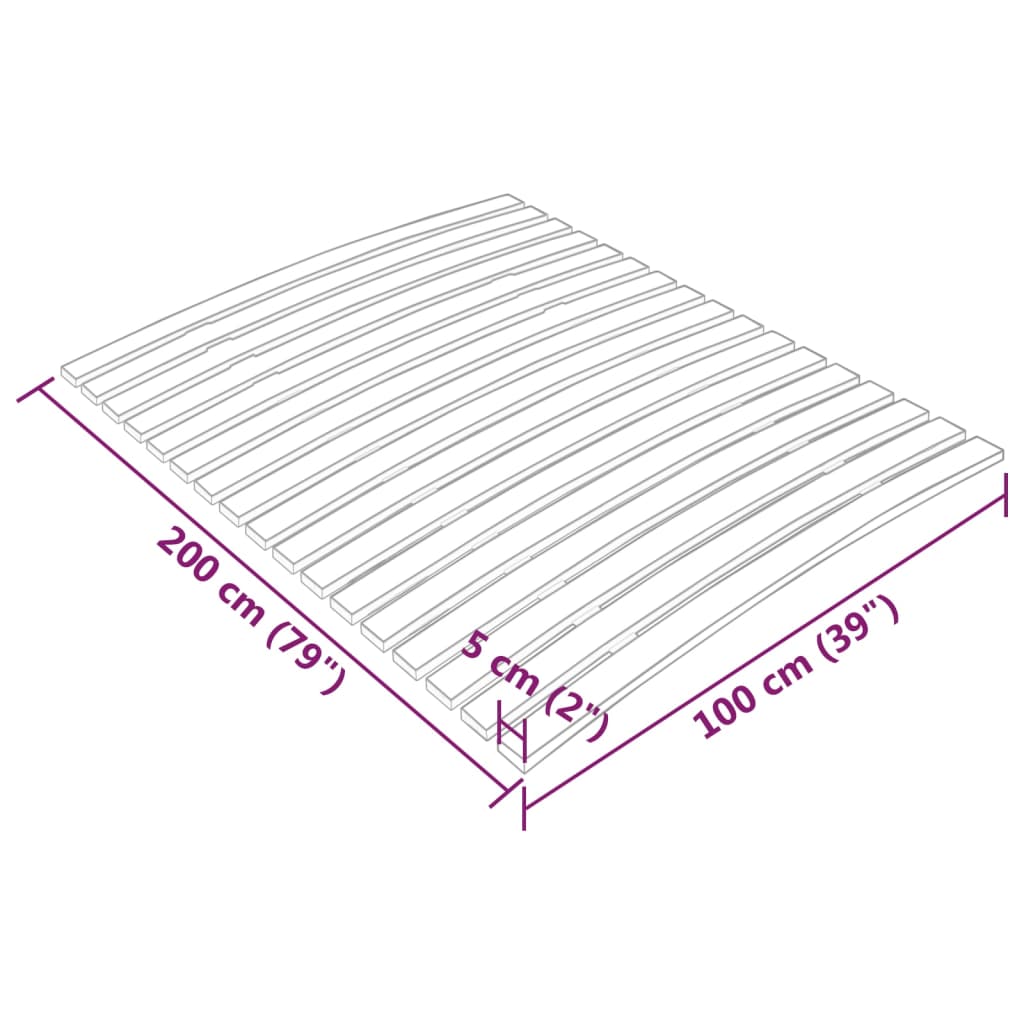 Slatted Bed Base with 17 Slats 100x200 cm