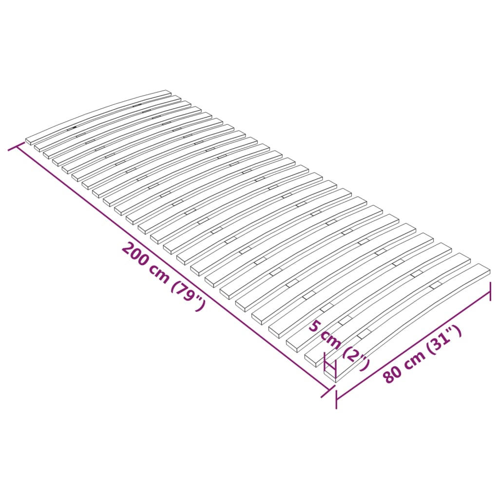 Slatted Bed Base with 24 Slats 80x200 cm
