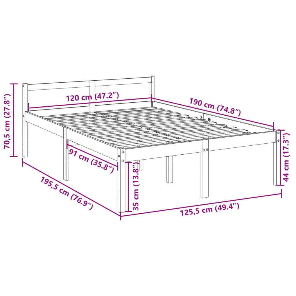 Senior Bed without Mattress 120x190cm Small Double