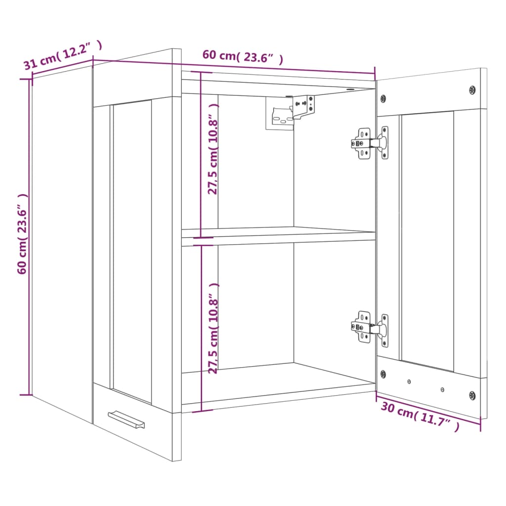 Hanging Glass Cabinet Smoked Oak 60x31x60 cm Engineered Wood