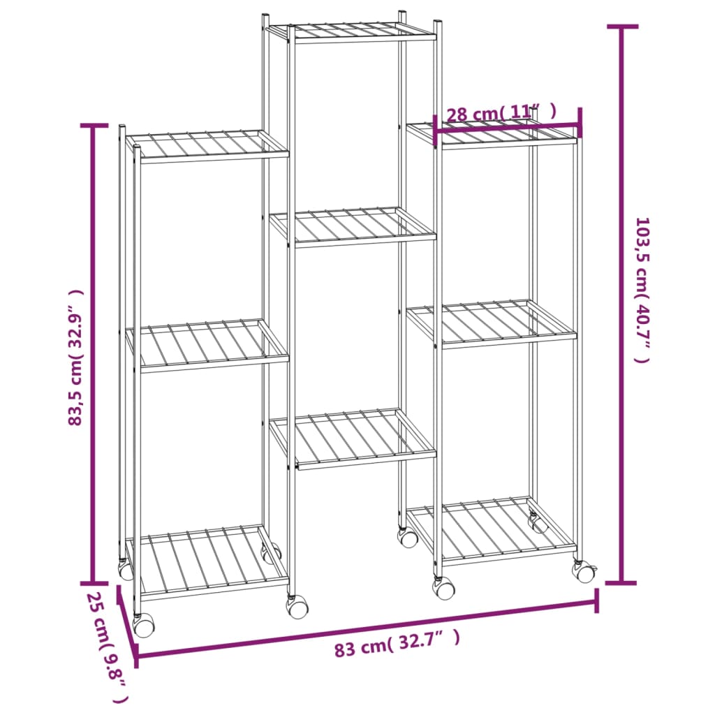 Flower Stand S 83X25X103.5 Cm Black Iron