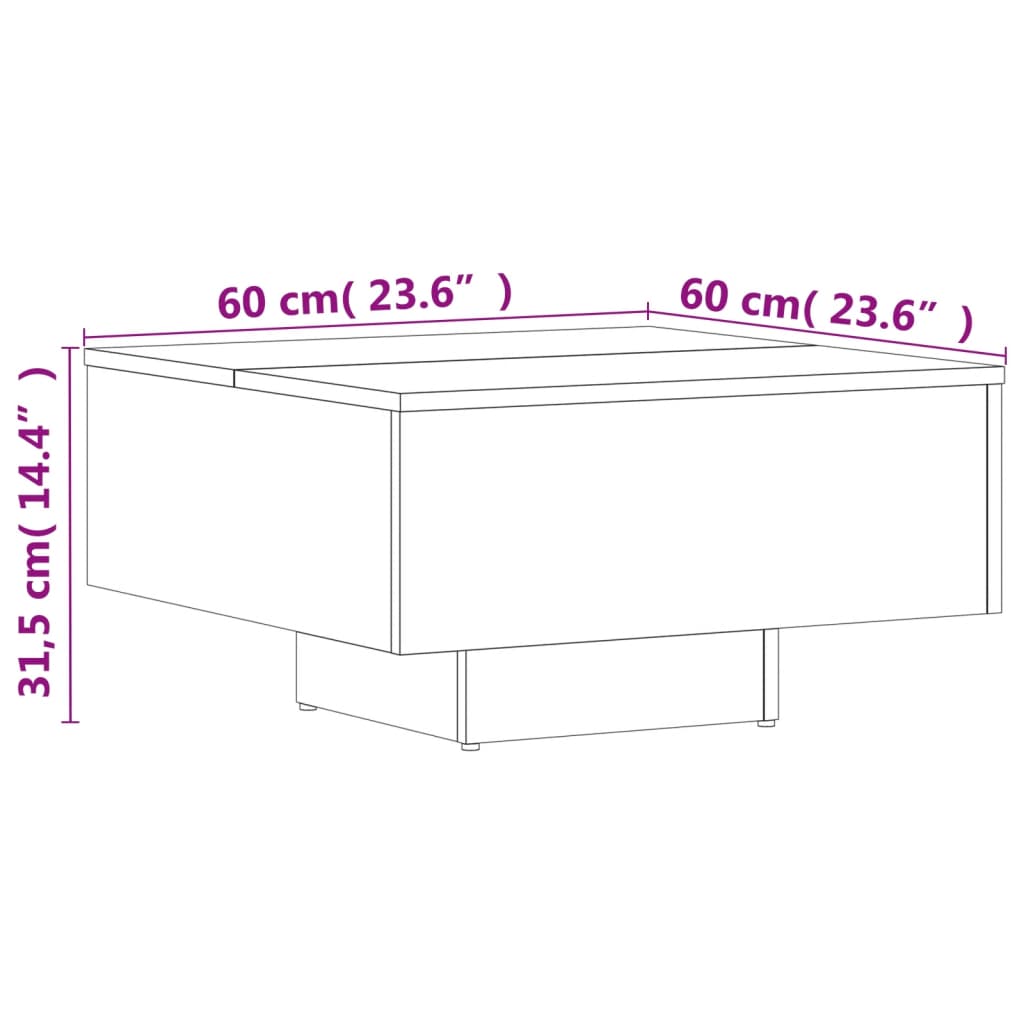 Coffee Table Brown Oak 60x60x31.5 cm Engineered Wood