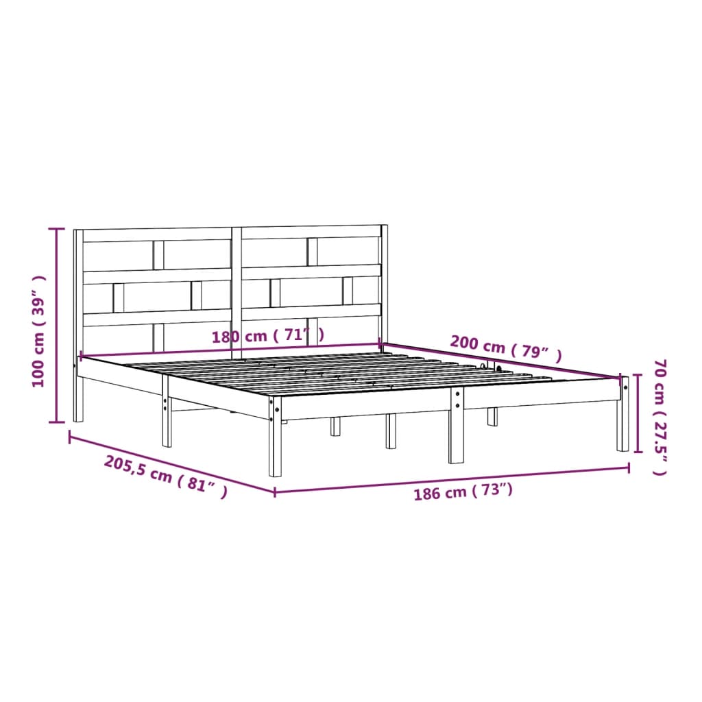 Bed Frame without Mattress Super King Solid Wood