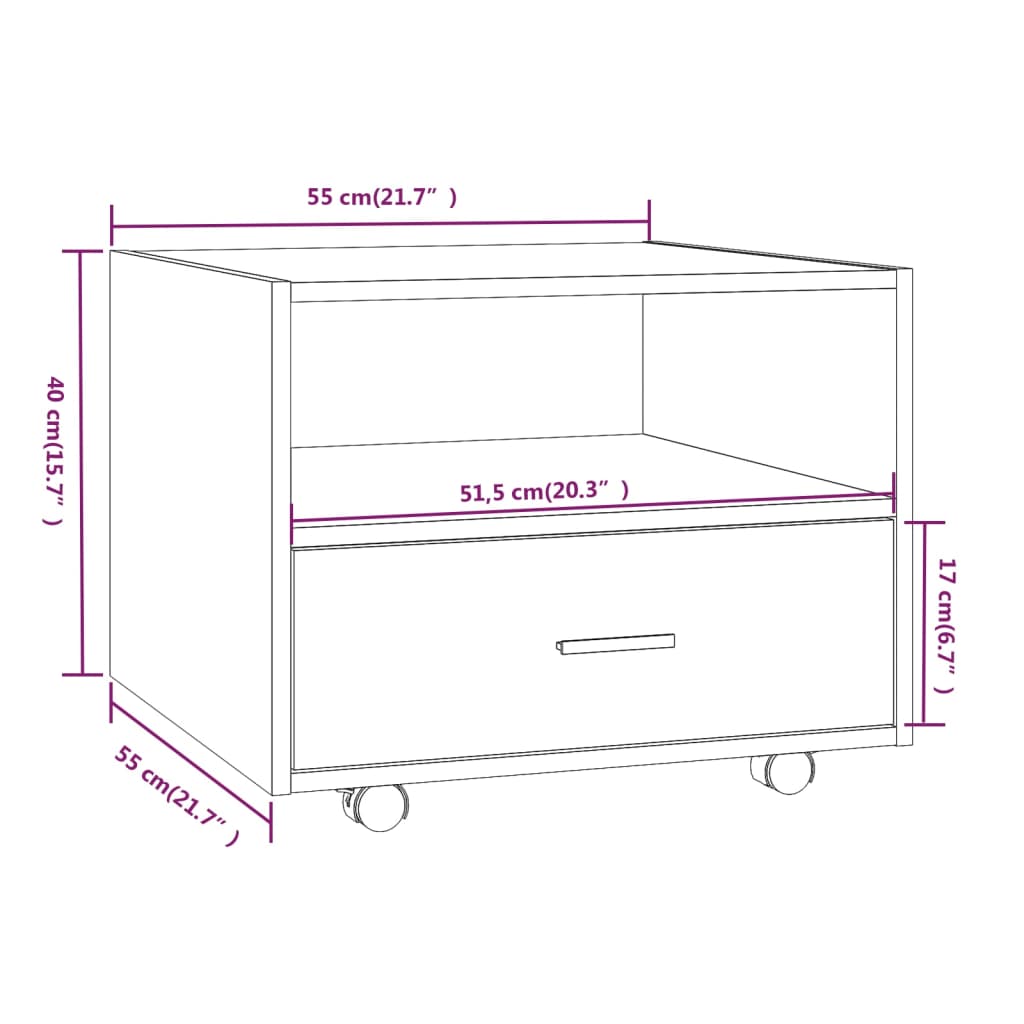 Coffee Table High Gloss White 55x55x40 cm Engineered Wood