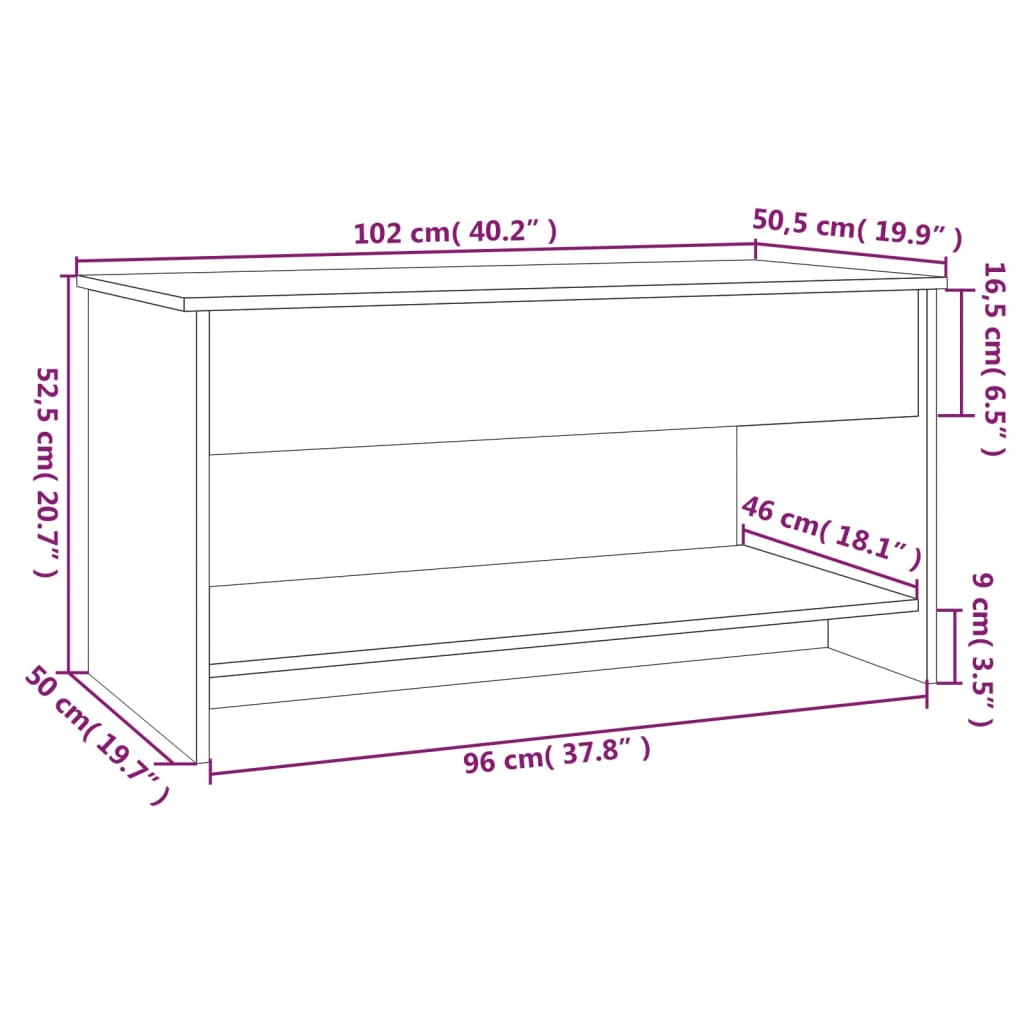 809650 vidaXL Coffee Table Sonoma Oak 102x50x52,5 cm Engineered Wood