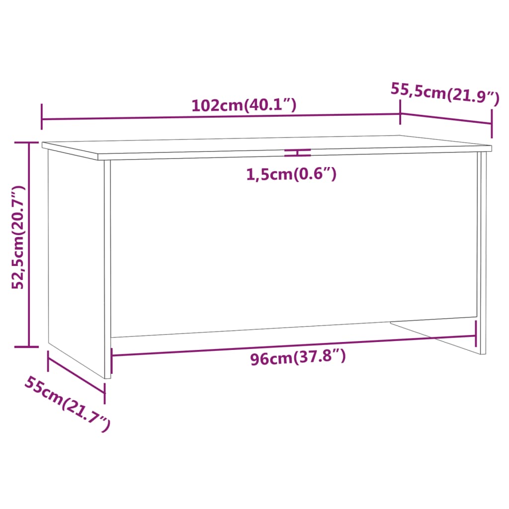 Coffee Table Grey Sonoma 102x55.5x52.5 cm Engineered Wood