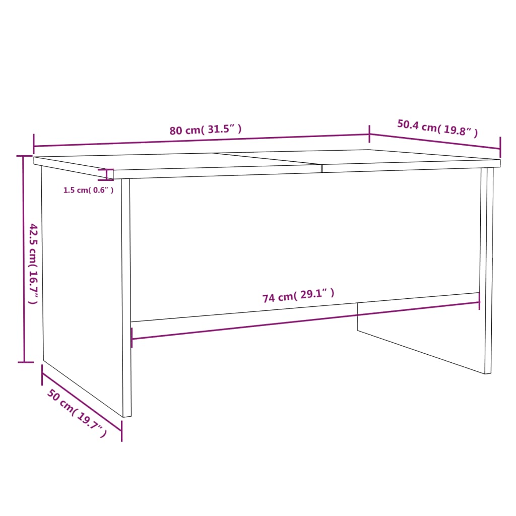Coffee Table Brown Oak 80x50x42.5 cm Engineered Wood