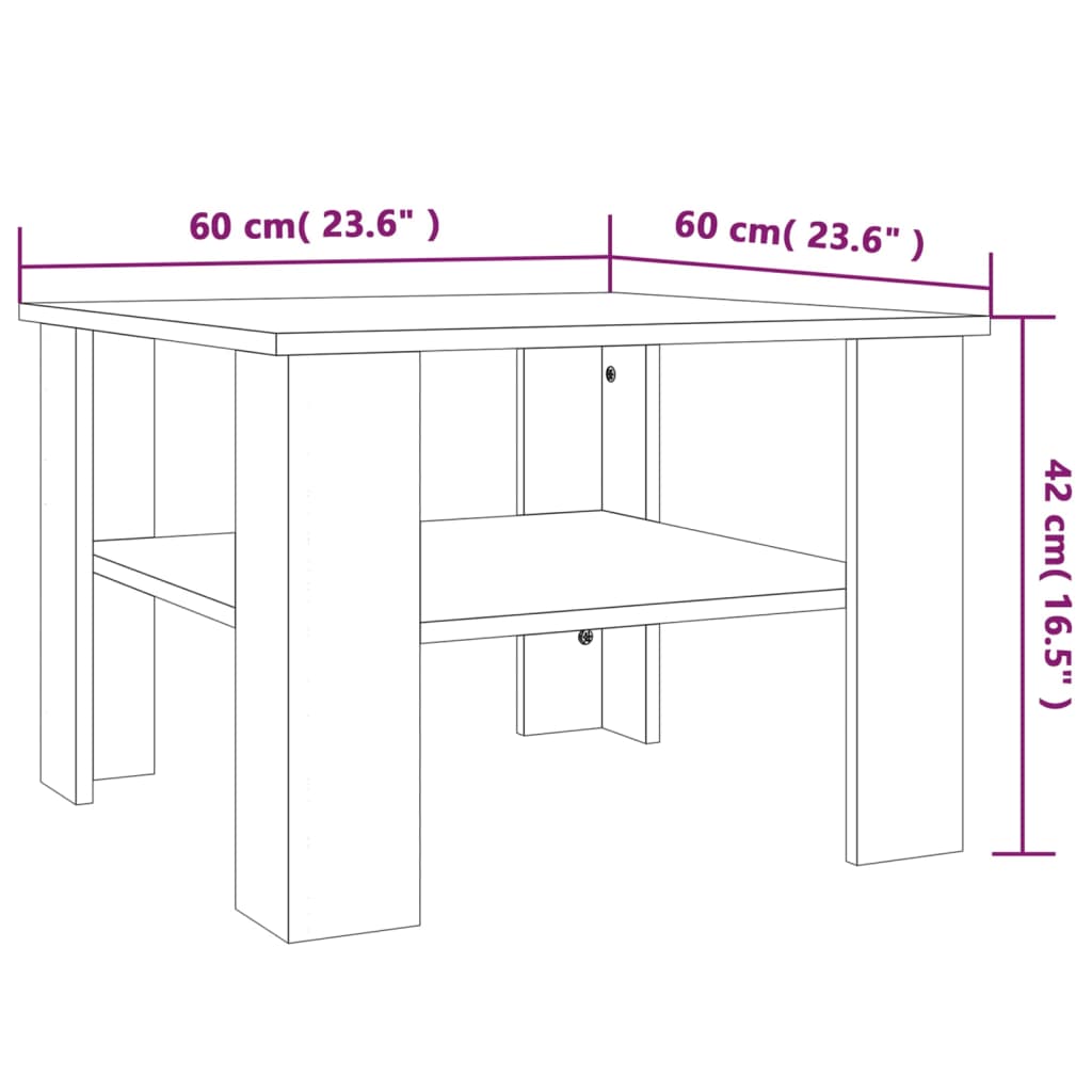 Coffee Table Smoked Oak 60x60x42 cm Engineered Wood