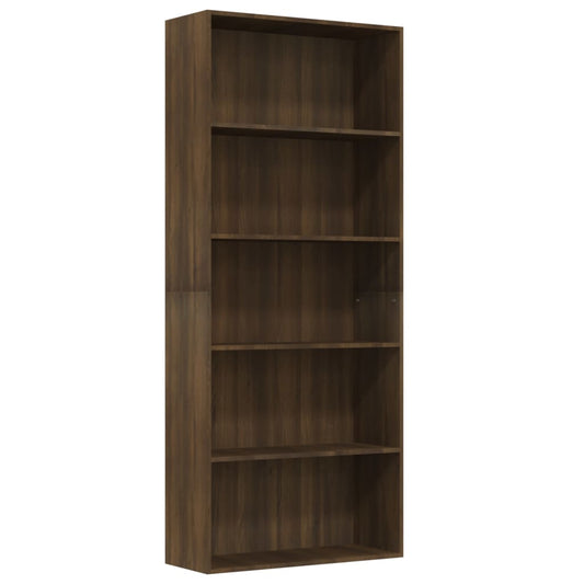 5-Tier Book Cabinet Brown Oak 80x30x189 cm Engineered Wood