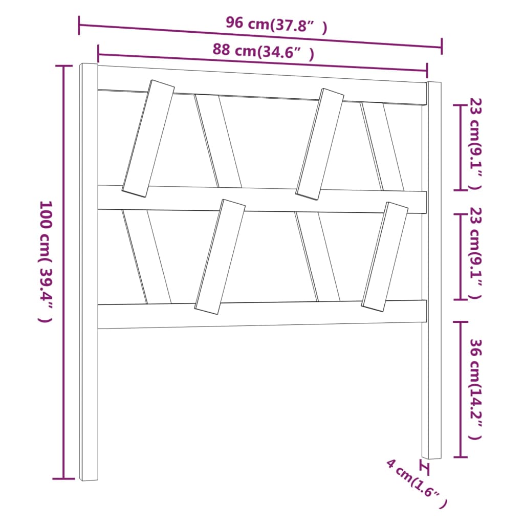 Bed Headboard Honey Brown 96x4x100 cm Solid Wood Pine