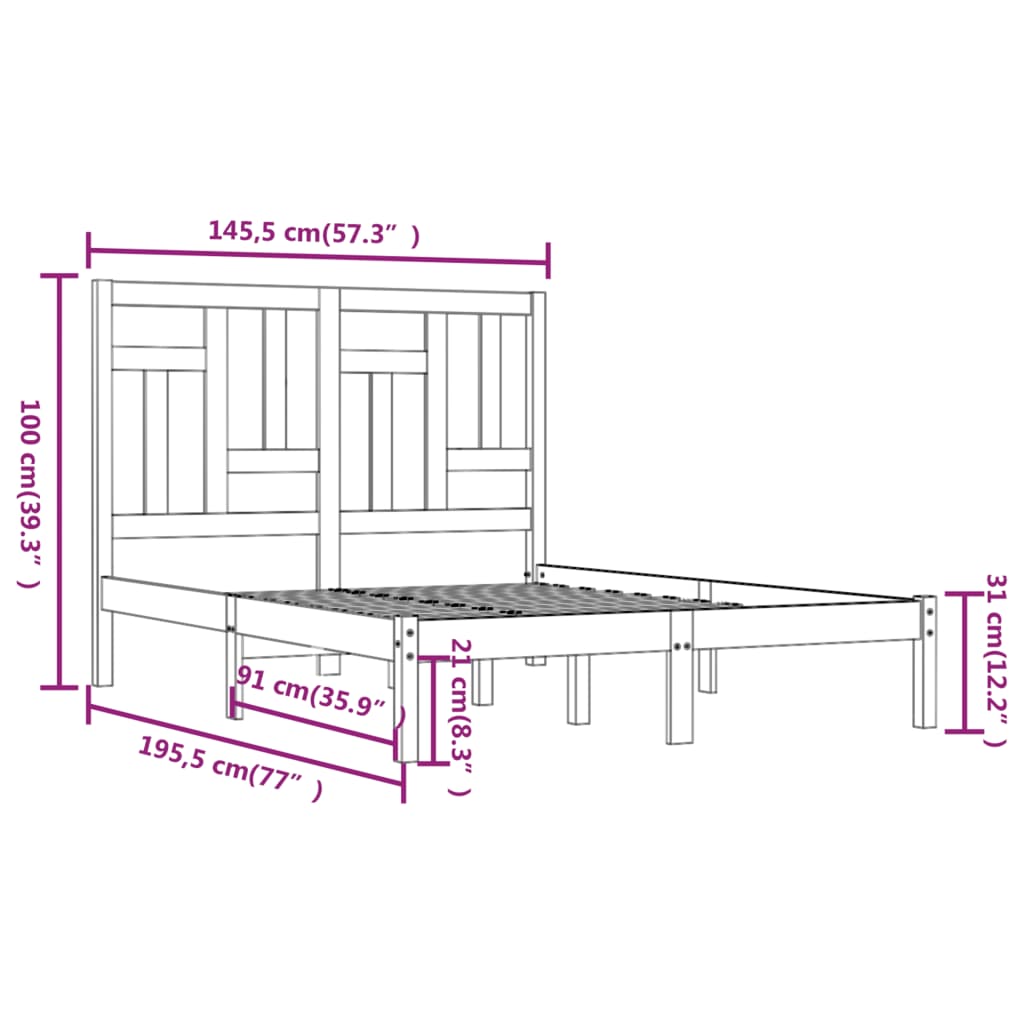Bed Frame without Mattress Solid 140x190 cm Wood Pine