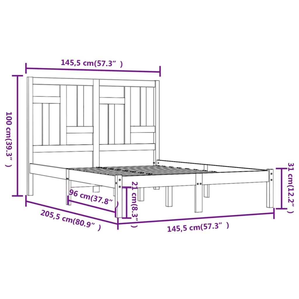 Bed Frame without Mattress White 140x200 cm Solid Wood Pine