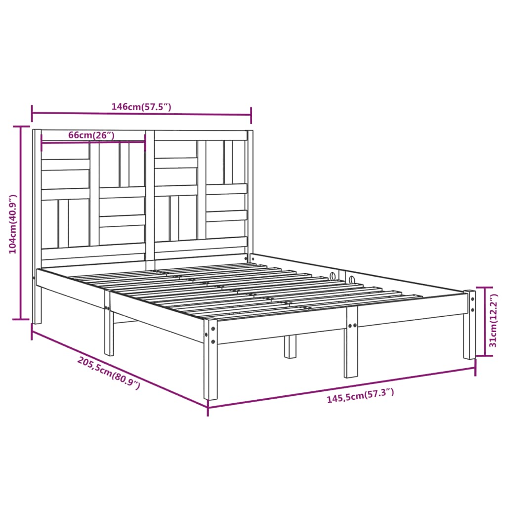 Bed Frame without Mattress White Solid Wood 140x200 cm