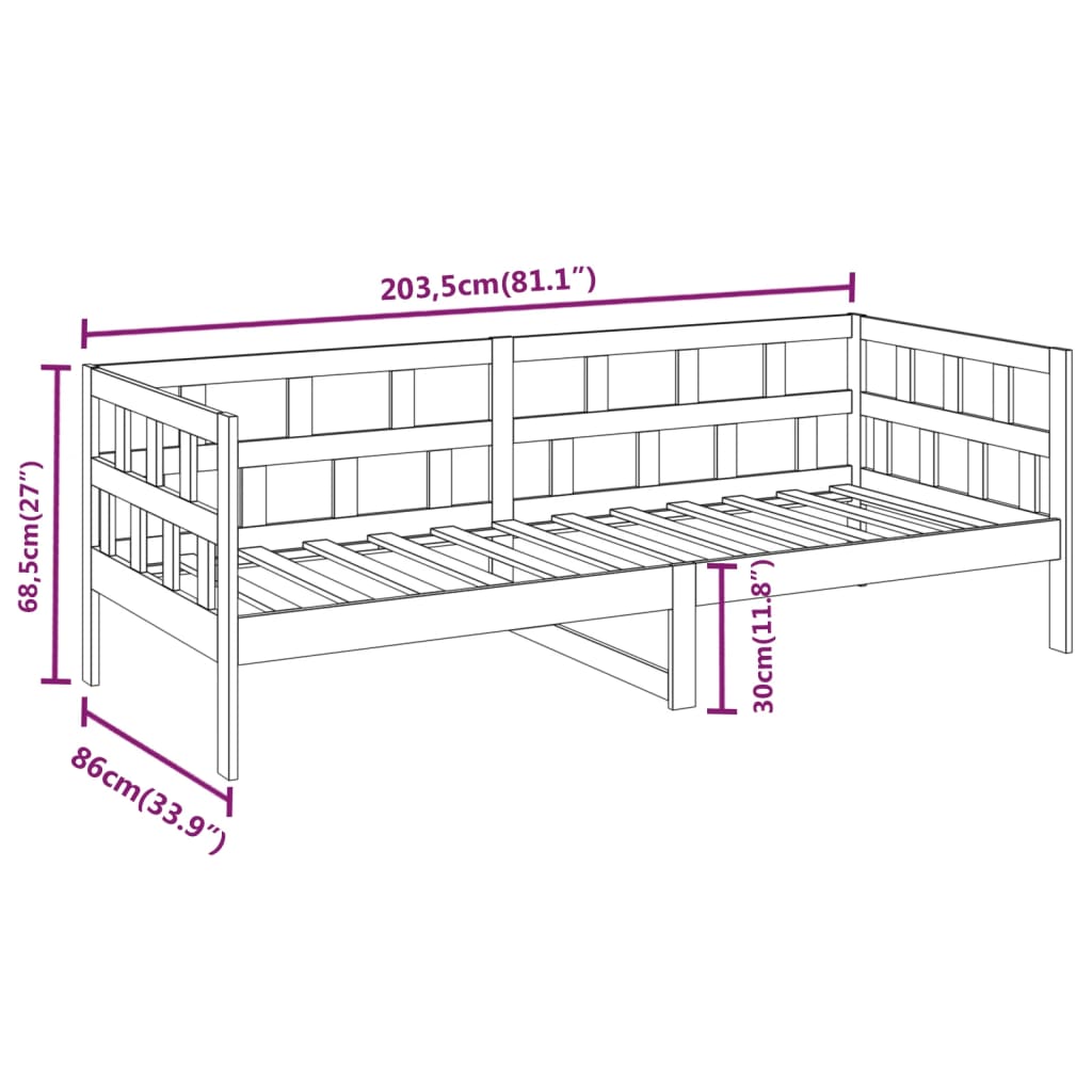 Day Bed without Mattress Solid Wood Pine 80x200 cm