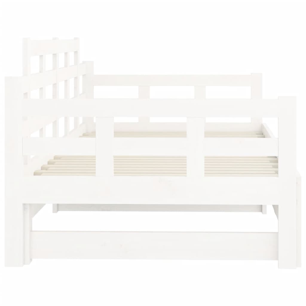 Pull-out Day Bed without Mattress White Solid Wood Pine 2x cm