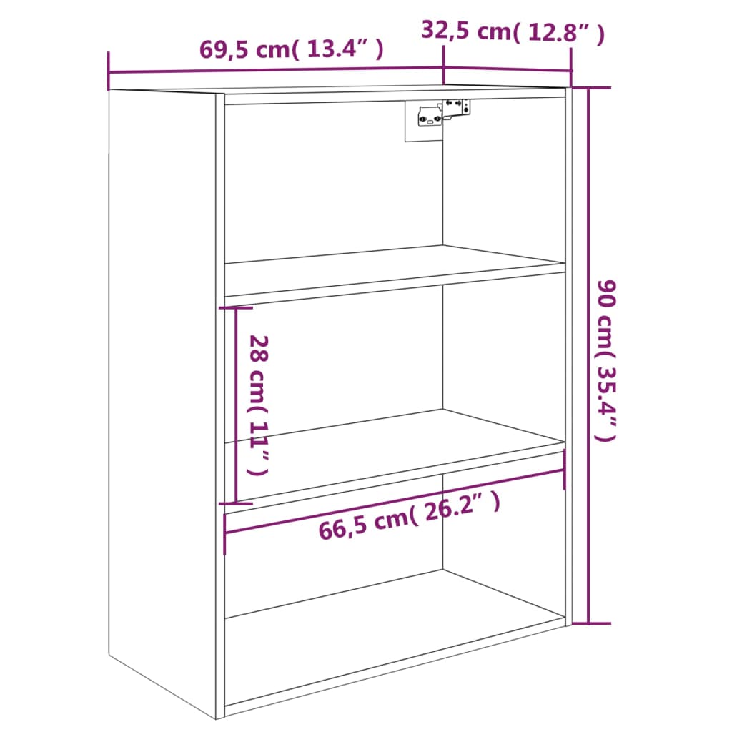 Hanging Wall Cabinet Concrete Grey 69.5x32.5x90 cm