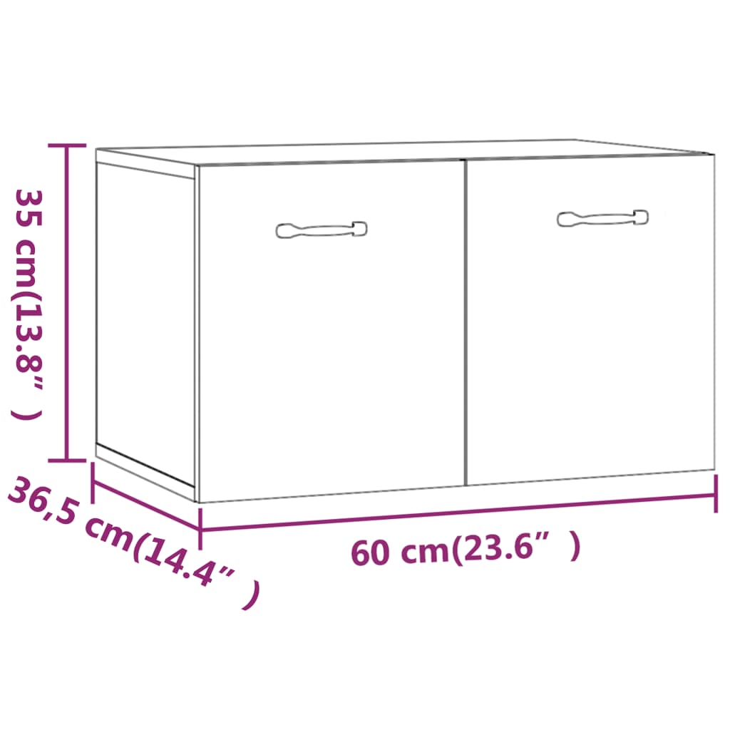 Wall Cabinet High Gloss White 60x 36.5x35 cm Engineered Wood