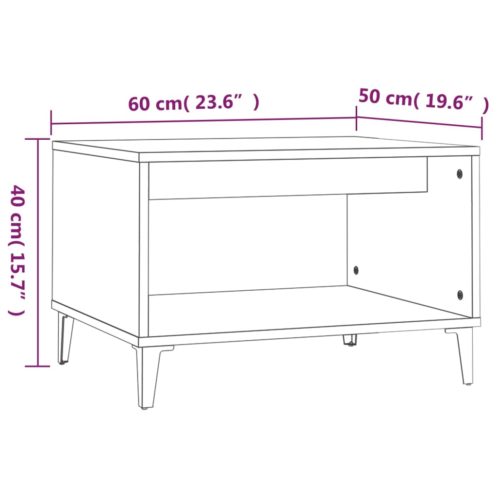 Coffee Table Brown Oak 60x50x40 cm Engineered Wood