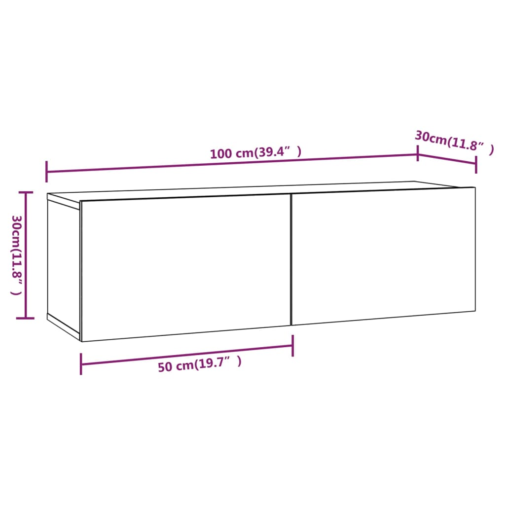 8 Piece TV Cabinet Set White Engineered Wood