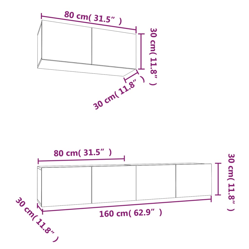 3 Piece TV Cabinet Set Sonoma Oak Engineered Wood