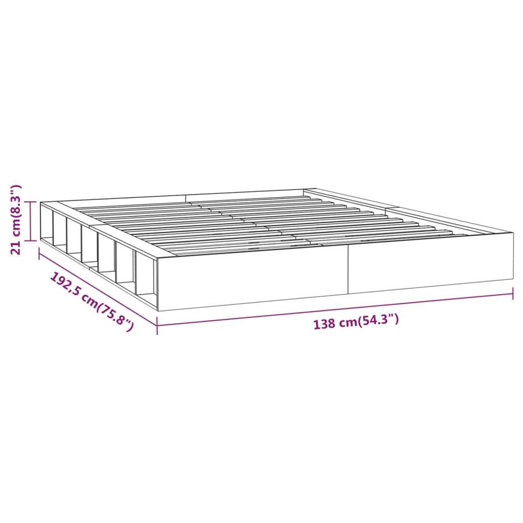Bed Frame without Mattress White 120x190 cm Small Double Solid Wood