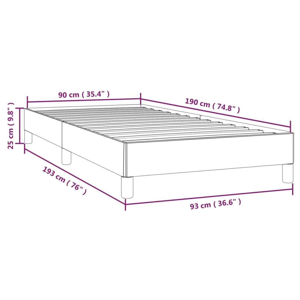 Bed Frame without Mattress Black 90x190 cm Single Single Fabric