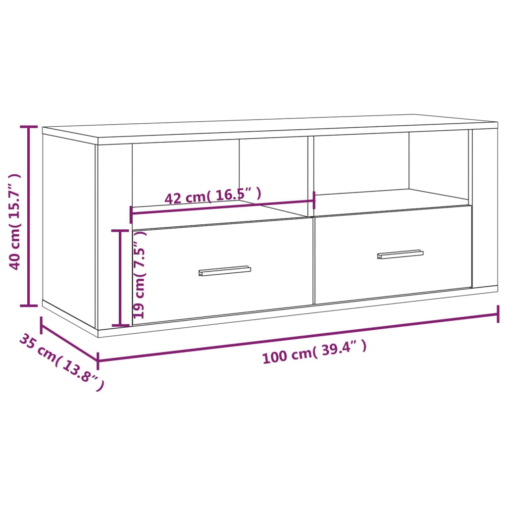TV Cabinet Grey Sonoma 100x35x40 cm Engineered Wood