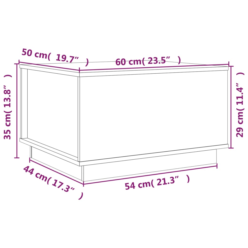 Coffee Table Grey 60x50x35 cm Solid Wood Pine
