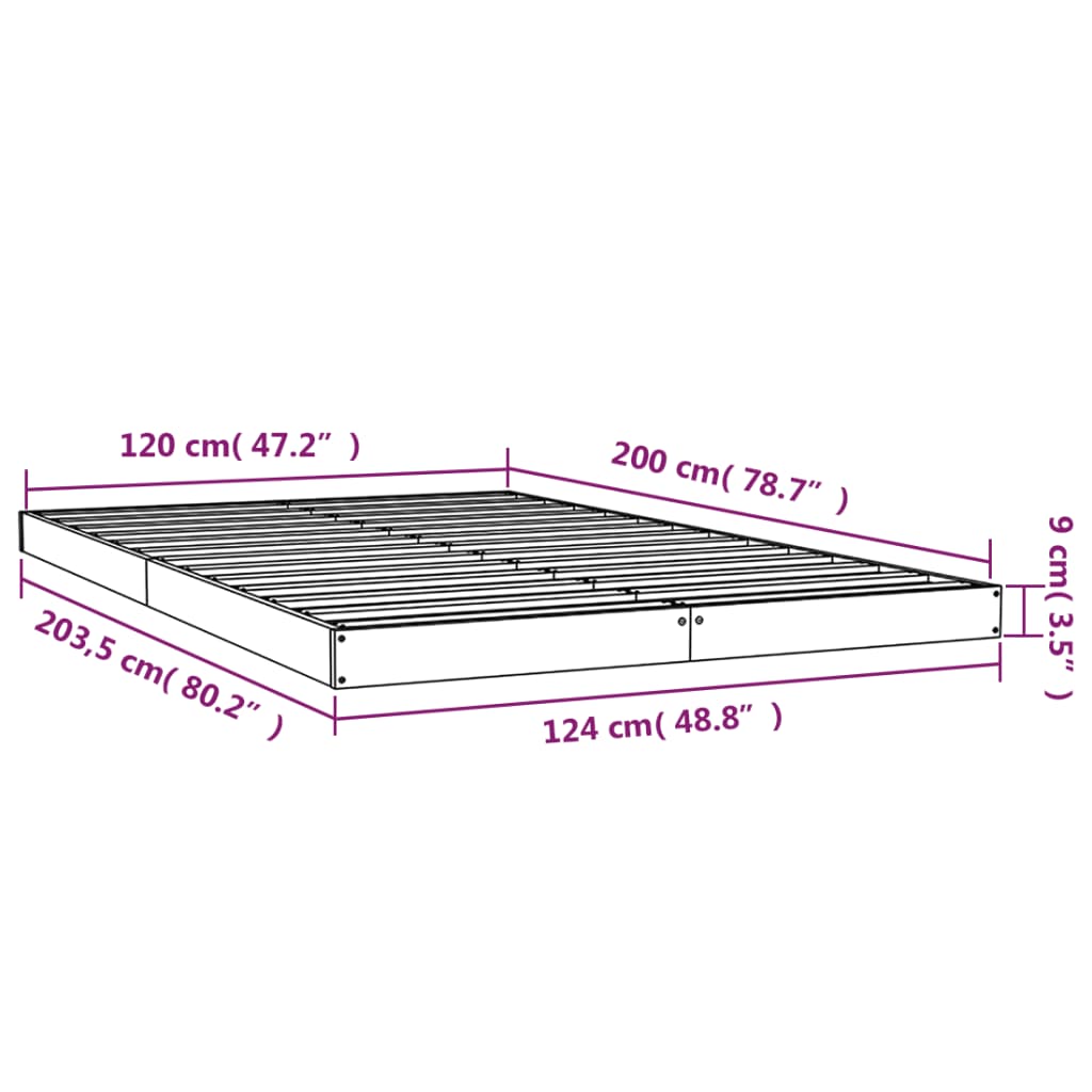 Bed Frame without Mattress 120x200 cm Solid Wood Pine