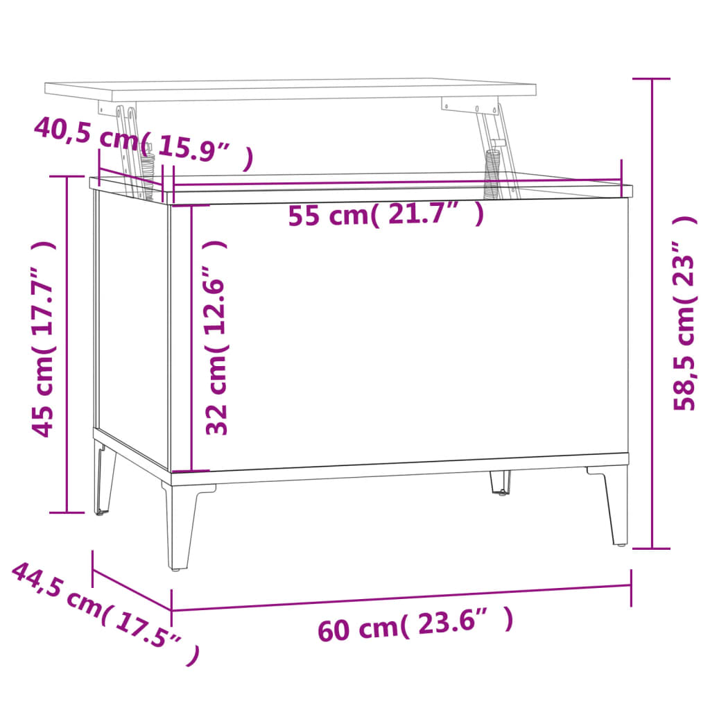 Coffee Table Sonoma Oak 60x44.5x45 cm Engineered Wood