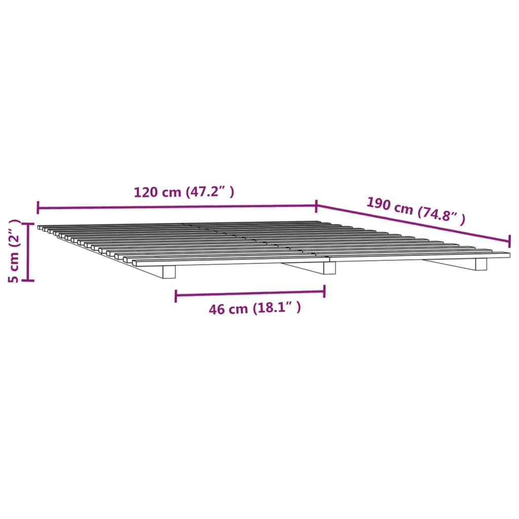Bed Frame without Mattress White 120x190 cm Small Double Solid Wood Pine