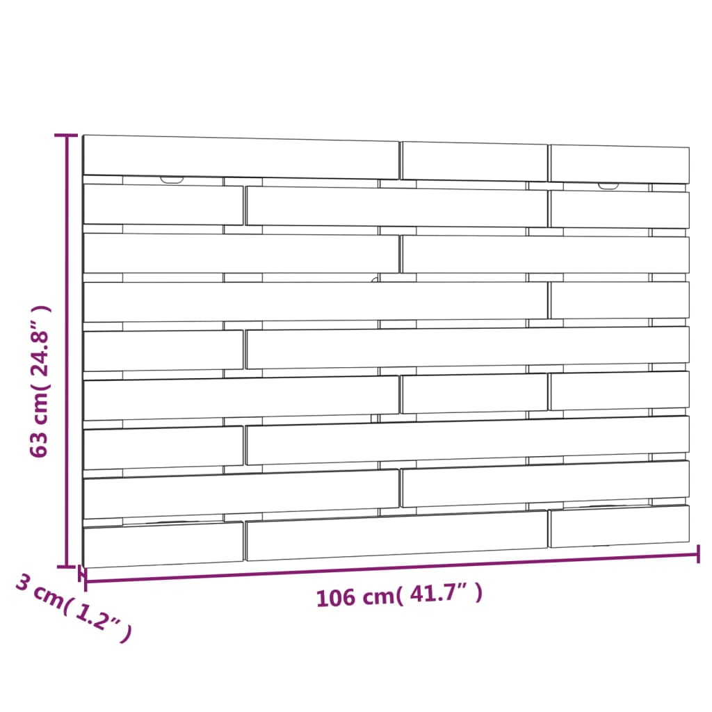 Wall Headboard Black 106x3x63 cm Solid Wood Pine