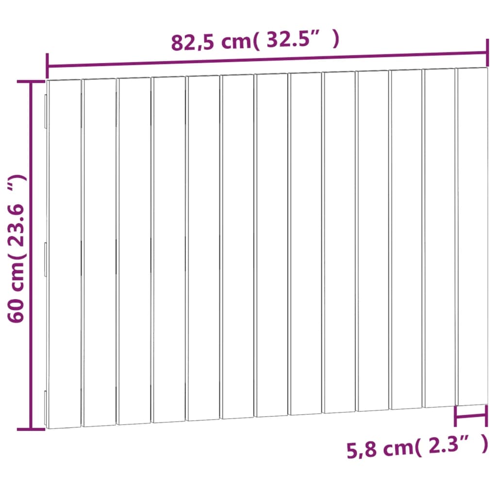 Wall Headboard 82.5x3x60 cm Solid Wood Pine