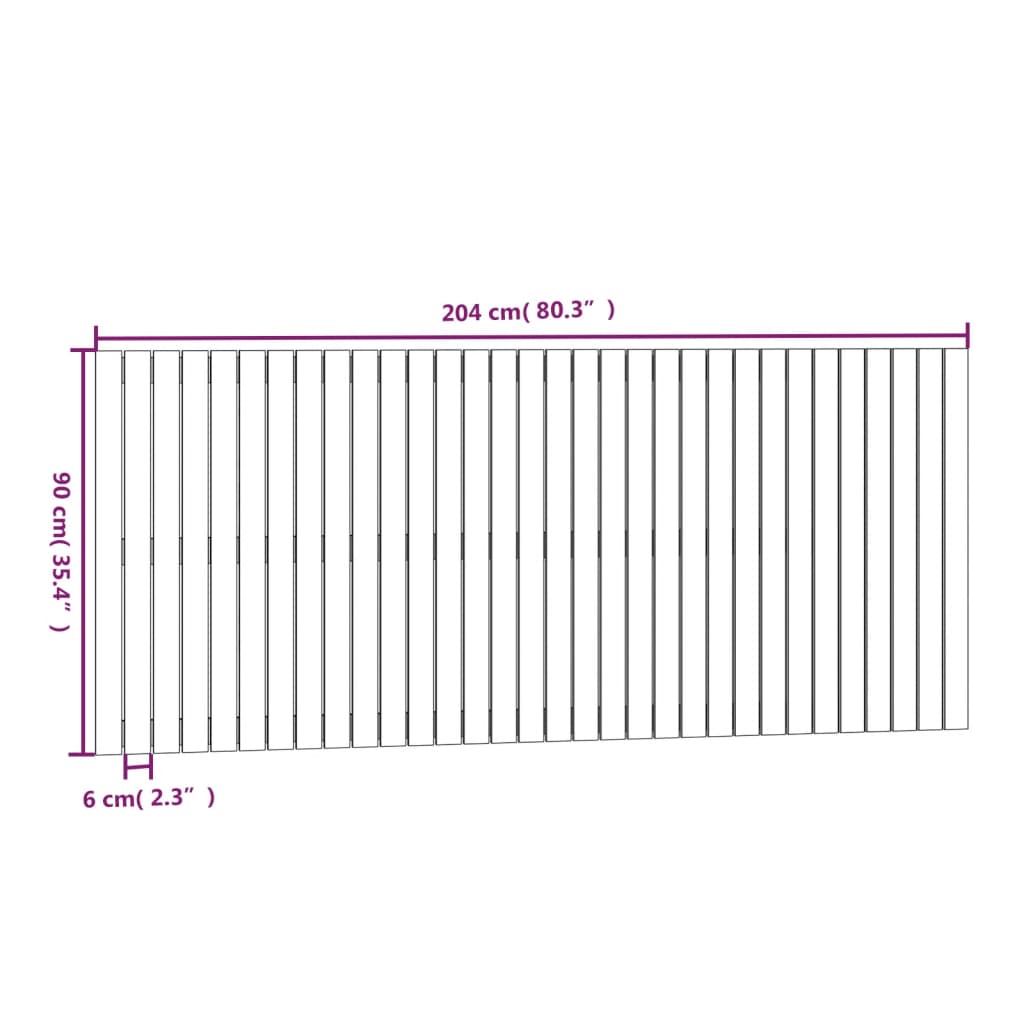 Wall Headboard Honey Brown 204x3x90 cm Solid Wood Pine